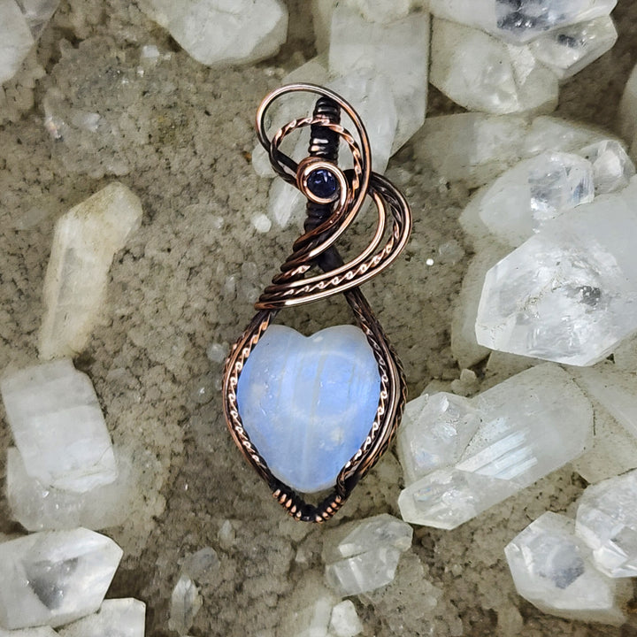 Moonstone and Sapphire Mini Heart