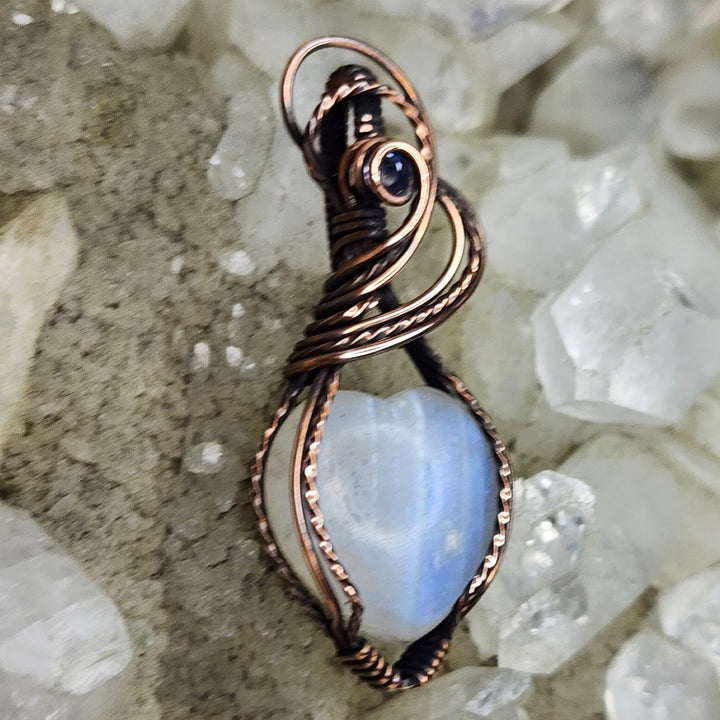 Moonstone and Sapphire Mini Heart