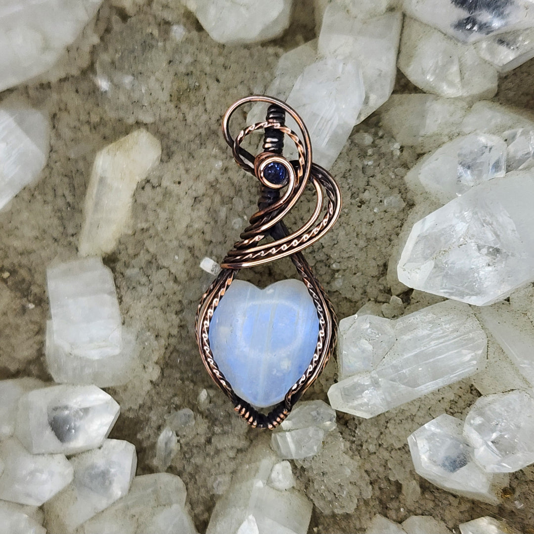 Moonstone and Sapphire Mini Heart