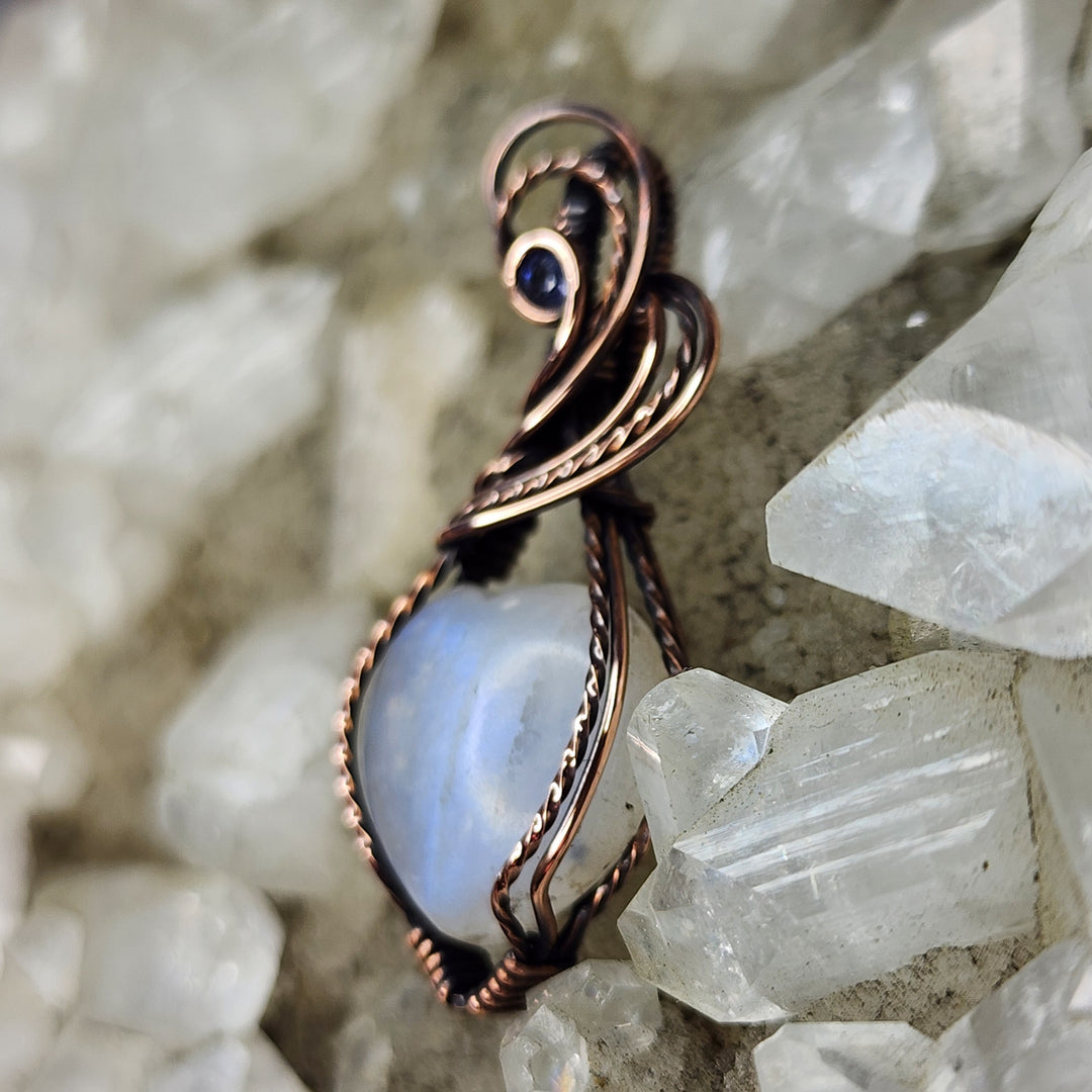 Moonstone and Sapphire Mini Heart