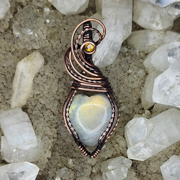 Labradorite and Sapphire Mini Heart