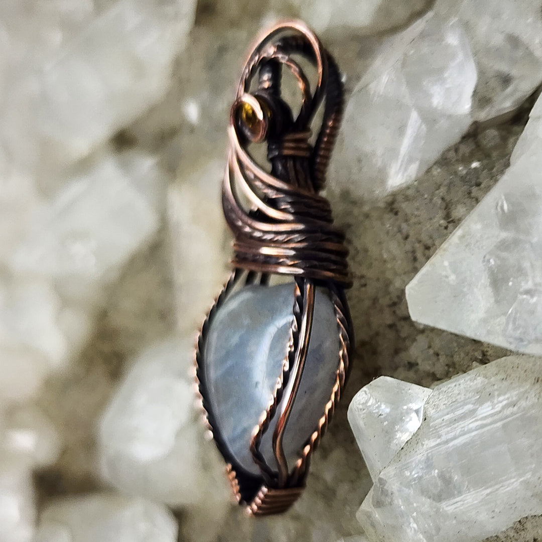 Labradorite and Sapphire Mini Heart